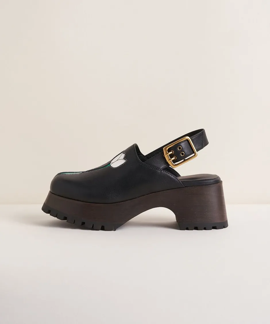 Charlotte Stone Darren In Black Tulip*Women Clogs